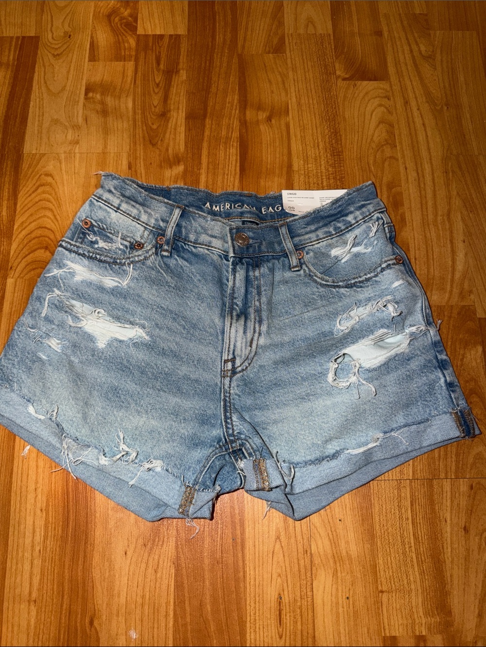 American Eagle Outfitters Light Blue Distressed Denim Cutoff Shorts